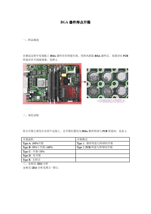 失效分析案例-BGA器件焊点开裂