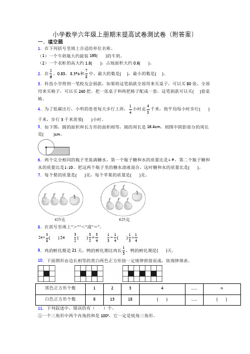 小学数学六年级上册期末提高试卷测试卷(附答案)