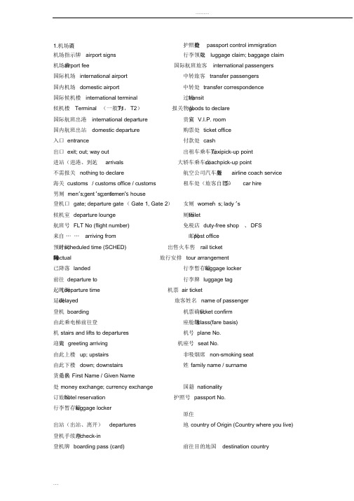 机场英语必备 机场口语