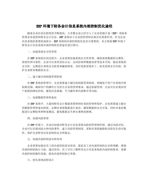 ERP环境下财务会计信息系统内部控制优化途径