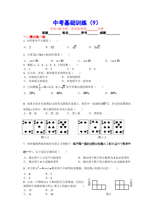 新课标中考数学基础训练