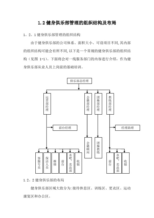 健身俱乐部管理的组织结构及布局