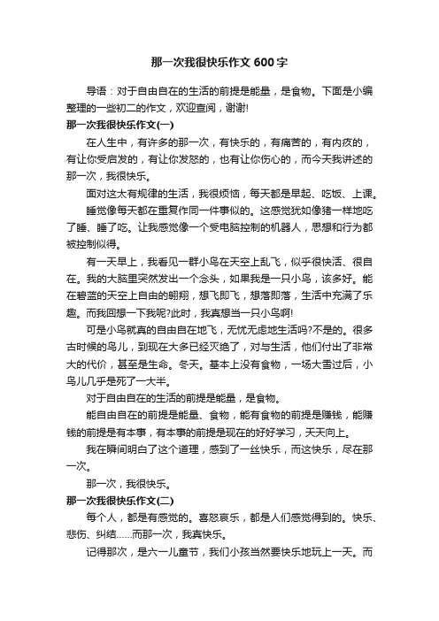 那一次我很快乐作文600字