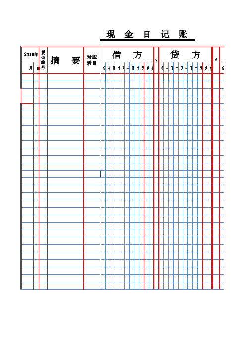 账簿  现金日记账模板