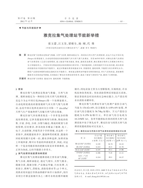 雅克拉集气处理站节能新举措