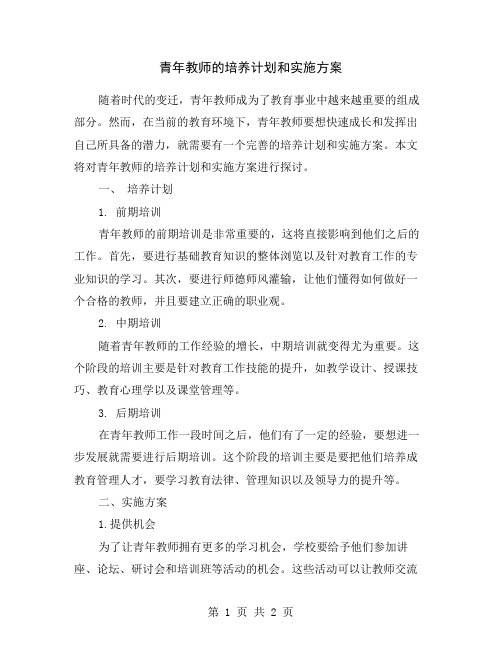 青年教师的培养计划和实施方案