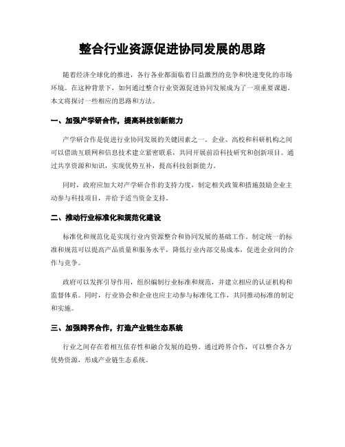 整合行业资源促进协同发展的思路