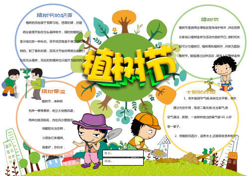 卡通春天环保植树小报手抄报