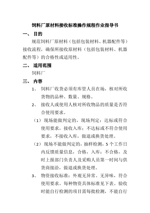 饲料厂原材料接收标准操作规程作业指导书