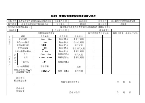 附录H  塑料检查井检验批质量验收记录表