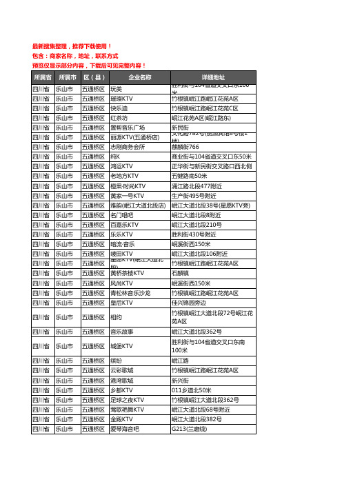 新版四川省乐山市五通桥区KTV企业公司商家户名录单联系方式地址大全34家