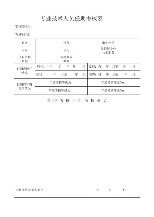 专业技术人员任期考核表