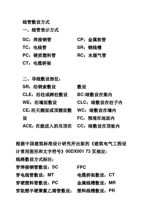 管线敷设及表示方式