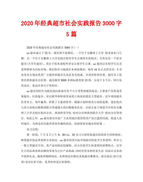 2020年经典超市社会实践报告3000字5篇