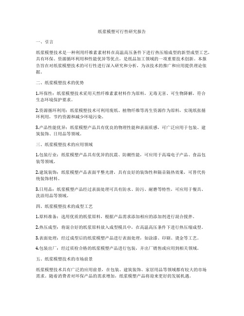 纸浆模塑可行性研究报告