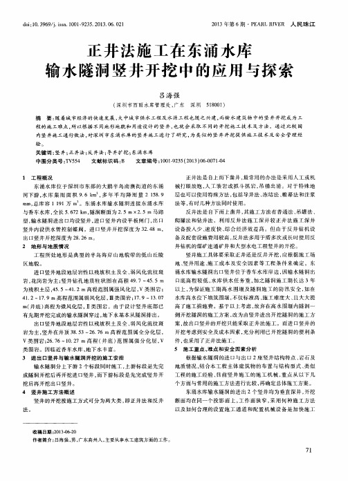 正井法施工在东涌水库输水隧洞竖井开挖中的应用与探索