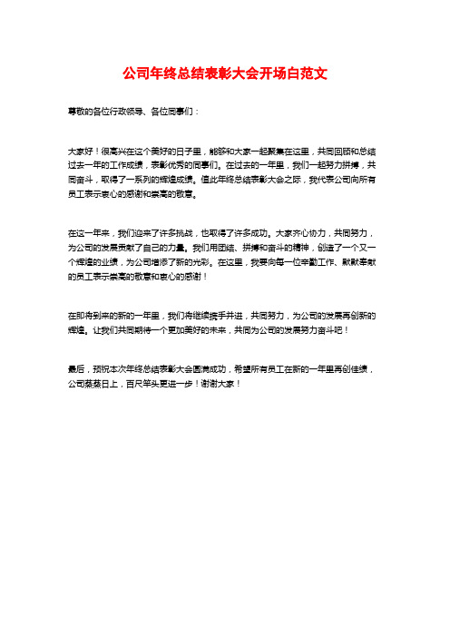 公司年终总结表彰大会开场白范文