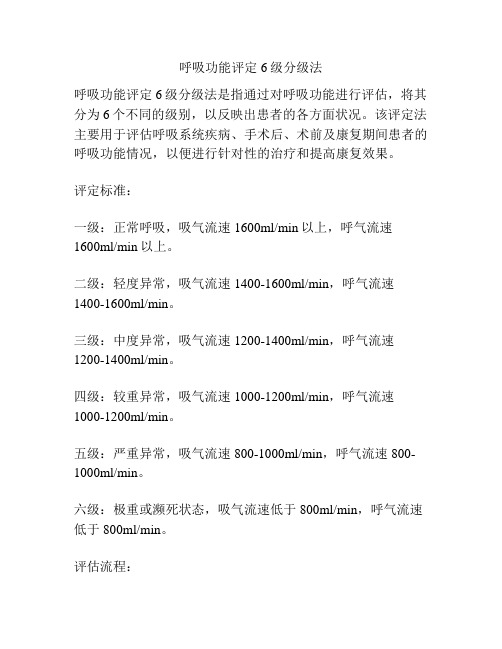 呼吸功能评定6级分级法