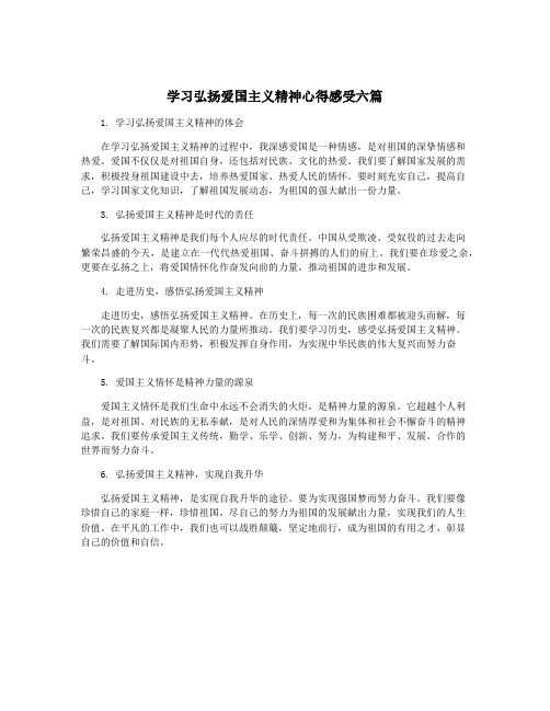 学习弘扬爱国主义精神心得感受六篇