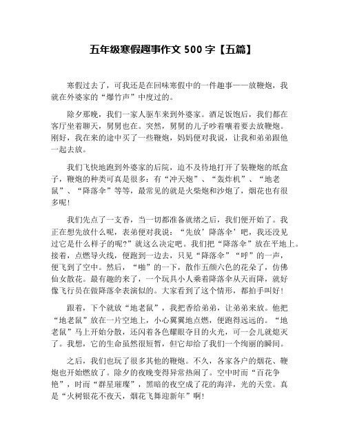 五年级寒假趣事作文500字【五篇】