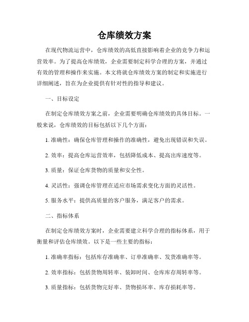 仓库绩效方案