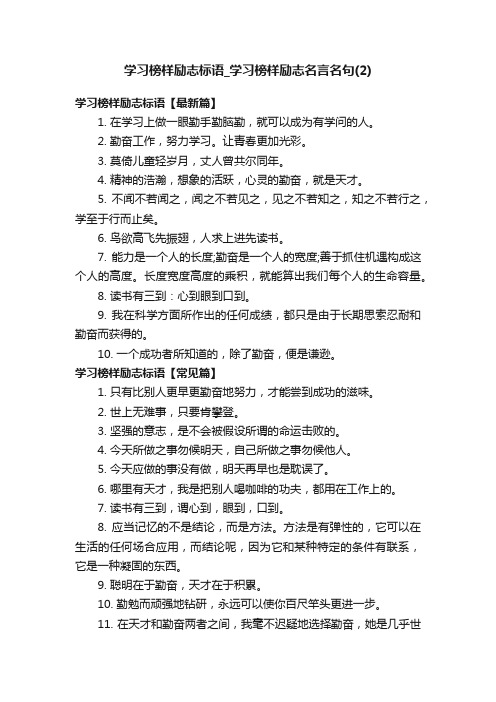 学习榜样励志标语_学习榜样励志名言名句（2）