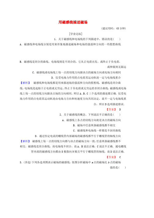 高中物理第5章磁场第2节用磁感线描述磁场学业分层测评鲁科版选修3_1word版本