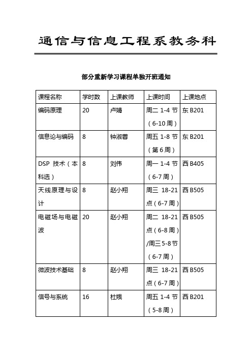 重修单独开班通知