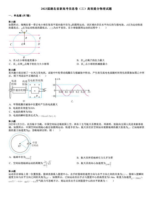 2023届湖北省新高考信息卷(三)高效提分物理试题