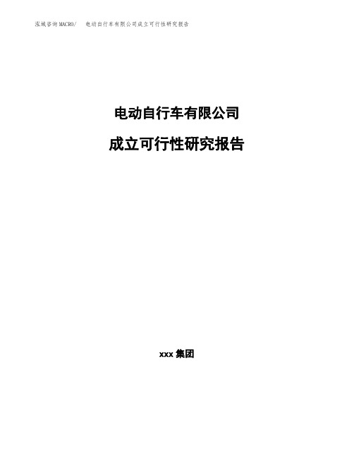 电动自行车有限公司成立可行性研究报告