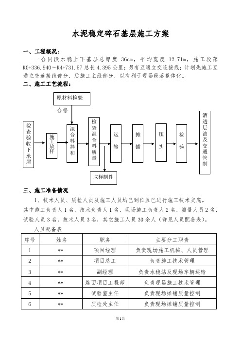 水泥稳定碎石基层施工方案