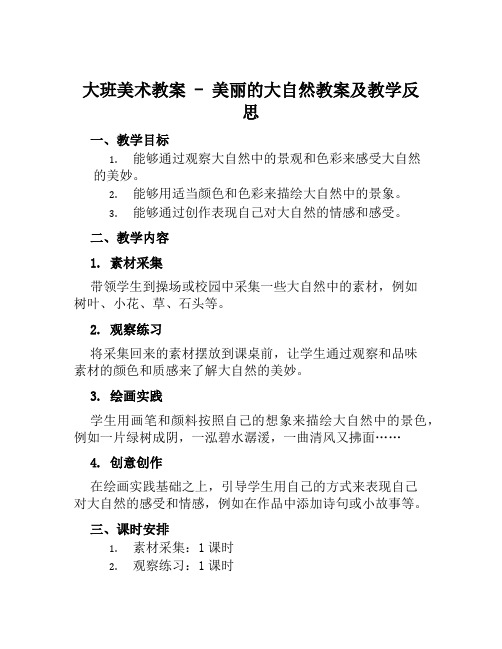 大班美术教案美丽的大自然教案及教学反思