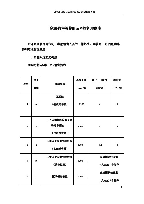 销售人员薪酬及考核管理制度(定稿)