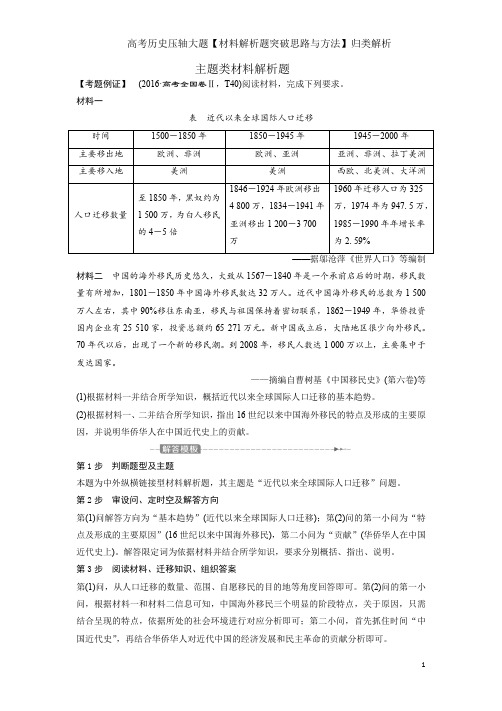 高考历史压轴大题【材料解析题突破思路与方法】归类解析