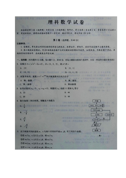 云南师大附中2015届高考适应性月考卷(二)数学理试题(扫描版,WORD解析)