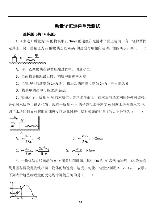 动量守恒定律单元检测附答案