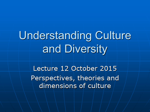 Perspectives, theories and dimensions of culture