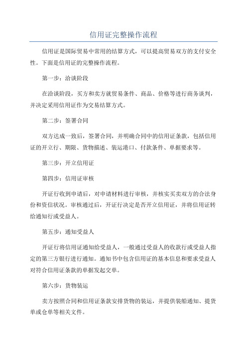 信用证完整操作流程