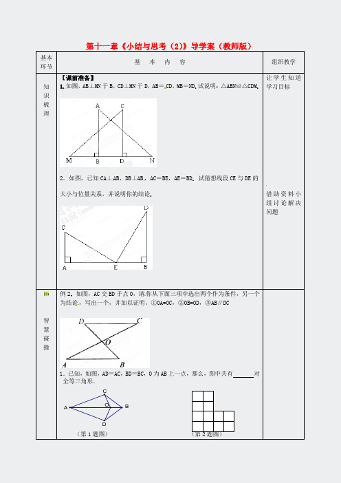 江苏省沭阳县官墩初级中学七年级数学下册第十一章小结与思考2导学案教师版无答案苏科版