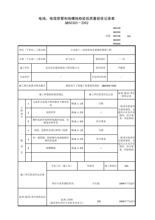 电线电缆检验批