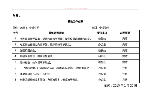 类整改台账整改总体情况统计具体问题整改任务完成情况