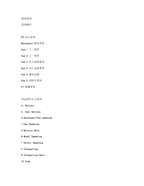 GTA  IV侠盗猎车手4 F3菜单版本修改器