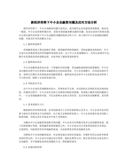 新经济形势下中小企业融资问题及应对方法分析