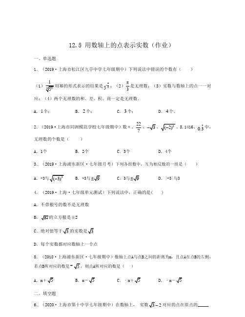 2020-2021学年上海沪教版七年级数学下册同步备课12.5 用数轴上的点表示实数(作业)