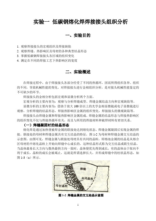 实验一 低碳钢熔化焊焊接接头组织分析