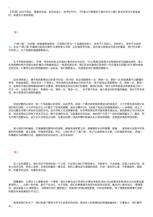 不奋斗不青春初三满分作文三篇