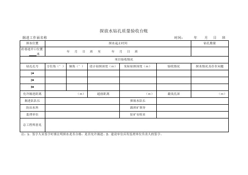 探放水钻孔质量验收台账