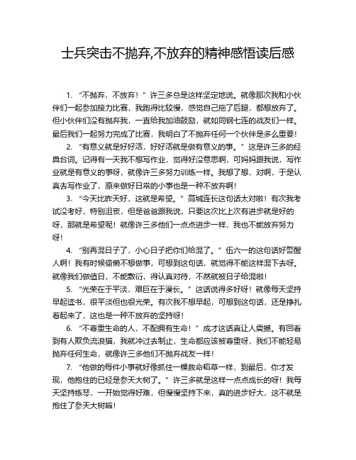 士兵突击不抛弃,不放弃的精神感悟读后感