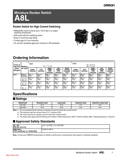 A8L-21-11N2;A8L-21-11N1;A8L-11-13N1;A8L-21-14N2;A8L-21-15N1;中文规格书,Datasheet资料