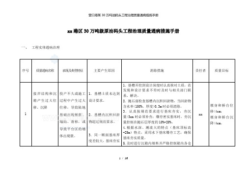 【精品】营口港某30万吨油码头工程治理质量通病措施手册